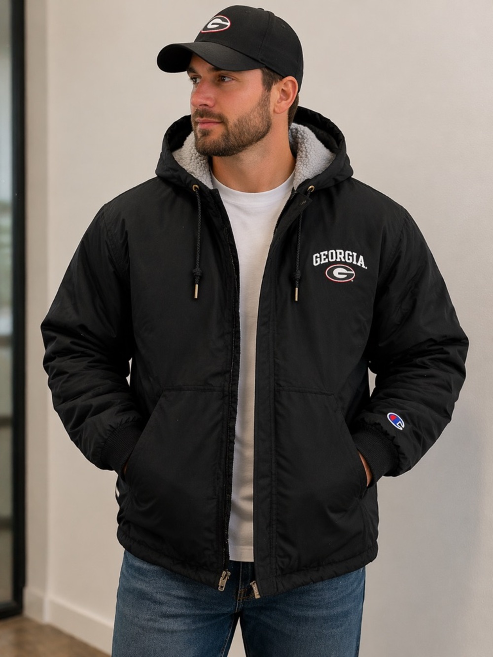 Champion Black Georgia Hooded Puffer Jacket